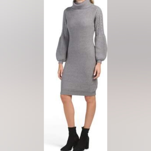 Nanette Lepore Cowl Neck Sweater Dress Gray Size M - Picture 3 of 14